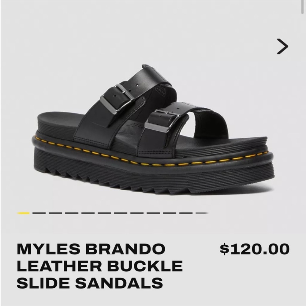 Dr. Martens MYLES BRANDO LEATHER BUCKLE SLIDE SANDALS Size 8